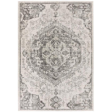 Nova NV26 Medallion Traditional Border Durable Easy-Care Polypropylene Short Pile Ivory/Grey Rug-Asiatic Carpets-Rug Love - The Most Loved Rug Store